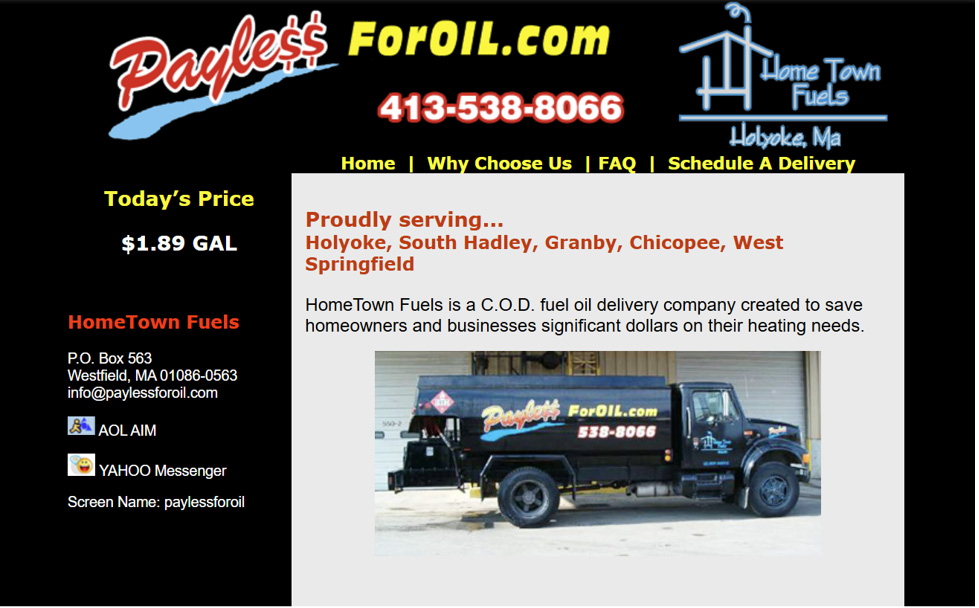 Screenshot of old school PayLess website
